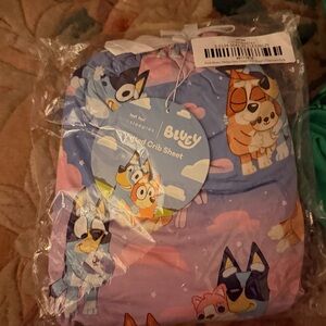 Little Sleepies Blue and Pink Bluey Character Crib Sheet